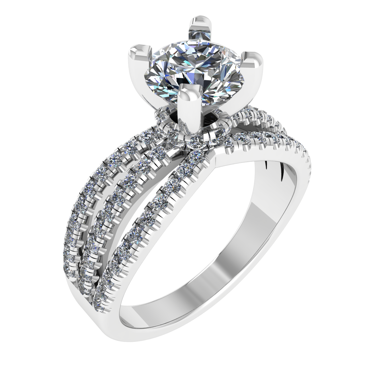ACCENTED SPLIT SHANK  6.50mm ROUND ENGAGEMENT RING
